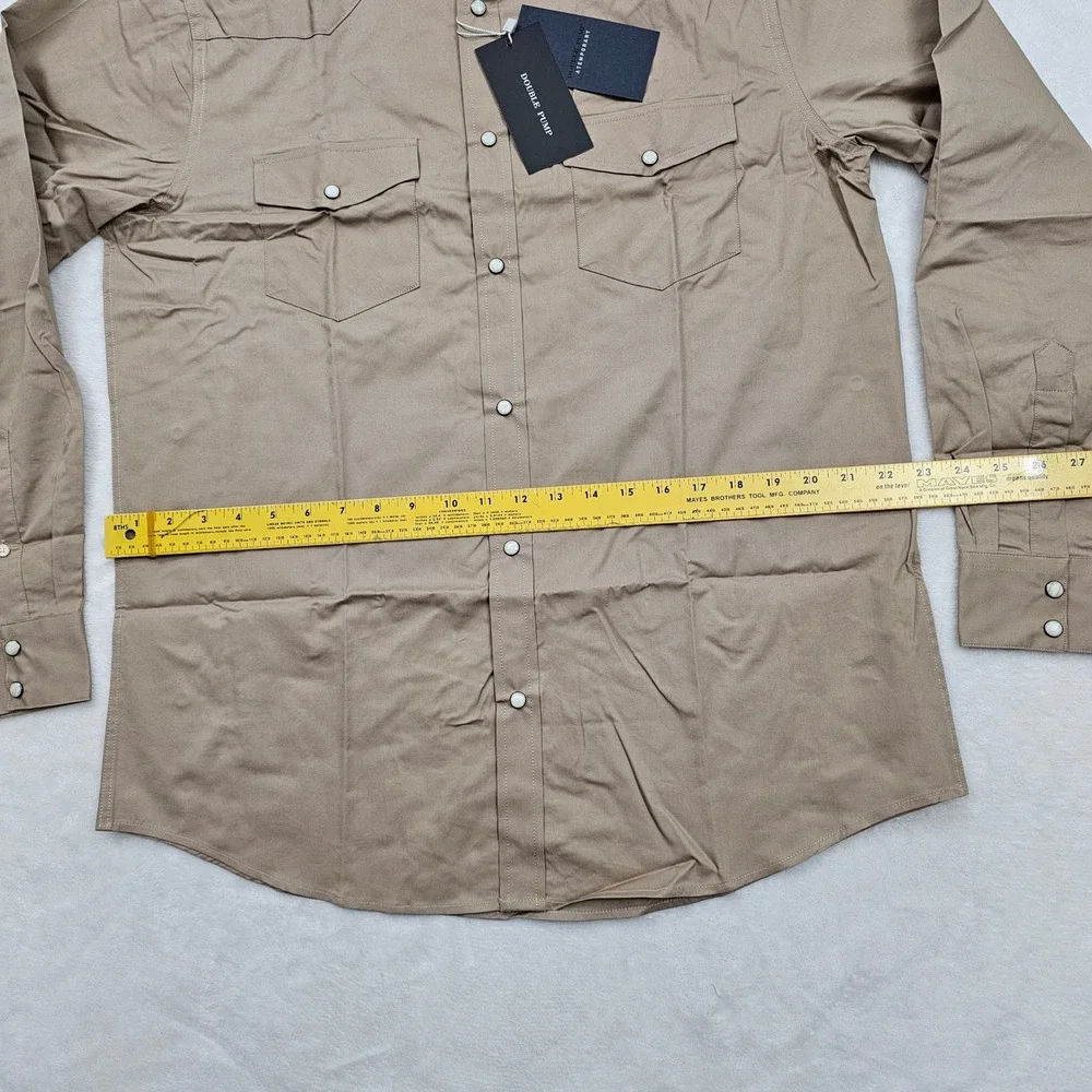 NEW Double Pump Western Shirt Mens L Khaki Pearl Snap Long Sleeve Cowboy Rodeo - Picture 9 of 10